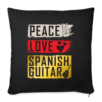 Peace Love Spanish Guitar Instrument - Sofa pillowcase 17,3'' x 17,3'' (45 x 45 cm) - black - Front