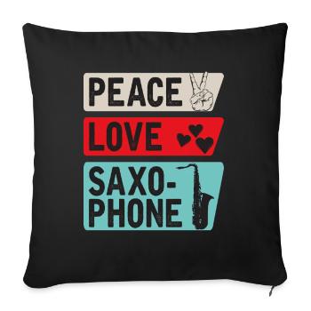 Peace Love Saxophone Musical Instrument - Sofakissenbezug 45 x 45 cm - Schwarz - Vorne