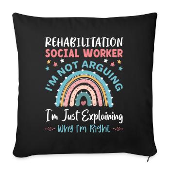 Réadaptation Travailleur social Profession Emploi Réadaptation - Housse de coussin décorative 45 x 45 cm - noir - Devant