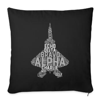 Militär Jet Pilot Geschenk Luftfahrt Phonologie - Sofakissenbezug 45 x 45 cm - Schwarz - Vorne