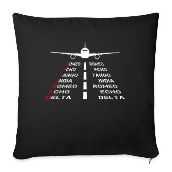 Pensionierter Pilot Phonetic Alphabet Aviation Plane - Sofakissenbezug 45 x 45 cm - Schwarz - Vorne