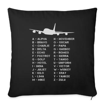 Volles phonetisches Alphabet Luftfahrt Flugzeug Geschenk Männer - Sofakissenbezug 45 x 45 cm - Schwarz - Vorne