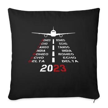 Pensionierter Pilot 2023 Phonetic Alphabet Plane Runway - Sofakissenbezug 45 x 45 cm - Schwarz - Vorne