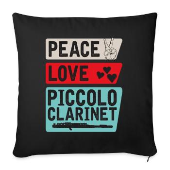 Peace Love Piccolo Clarinet Instrument - Sofakissenbezug 45 x 45 cm - Schwarz - Vorne