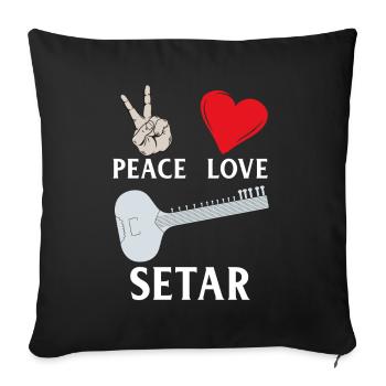 Peace Love Setar Instrument - Housse de coussin décorative 45 x 45 cm - noir - Devant