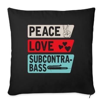 Peace Love Subcontrabass Saxophones - Housse de coussin décorative 45 x 45 cm - noir - Devant