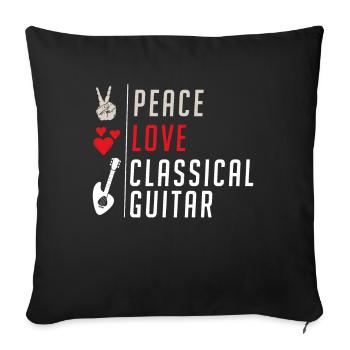 Peace Love Classical Guitar Instrument - Sofakissenbezug 45 x 45 cm - Schwarz - Vorne