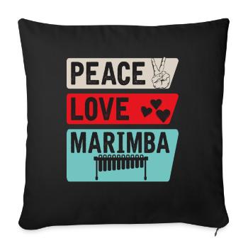 Peace Love Marimba Instrument Guatemala - Sofa pillowcase 17,3'' x 17,3'' (45 x 45 cm) - black - Front