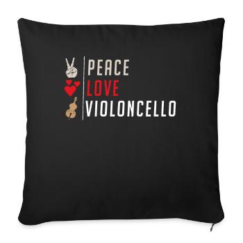 Peace Love Violoncello Music Instrument - Sofakissenbezug 45 x 45 cm - Schwarz - Vorne