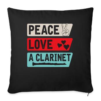 Peace Love A Clarinet Musical Instrument - Sofa pillowcase 17,3'' x 17,3'' (45 x 45 cm) - black - Front