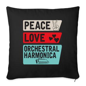 Peace Love Orchestral Harmonica Music - Sofa pillowcase 17,3'' x 17,3'' (45 x 45 cm) - black - Front