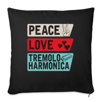 Peace Love Tremolo Harmonica Instrument - Sofa pillowcase 17,3'' x 17,3'' (45 x 45 cm) - black - Front