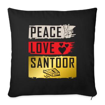 Peace Love Santoor Instrument de musique - Housse de coussin décorative 45 x 45 cm - noir - Devant