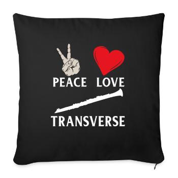 Peace Love Transverse Instrument Musical - Housse de coussin décorative 45 x 45 cm - noir - Devant
