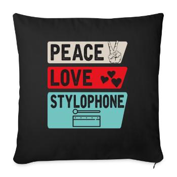 Peace Love Stylophone Instrument de musique - Housse de coussin décorative 45 x 45 cm - noir - Devant