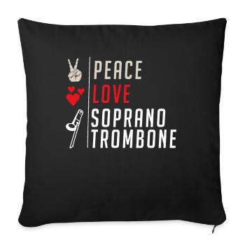 Peace Love Soprano Trombone Instrument - Sofa pillowcase 17,3'' x 17,3'' (45 x 45 cm) - black - Front