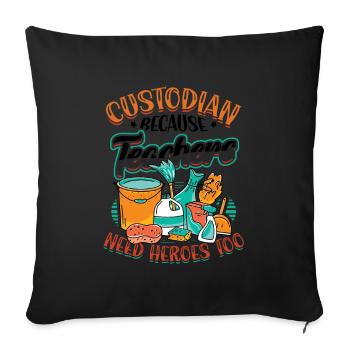 Gardien, car les enseignants ont aussi besoin de héros - Housse de coussin décorative 45 x 45 cm - noir - Devant