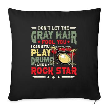 Les cheveux gris trompent un vieil homme - Housse de coussin décorative 45 x 45 cm - noir - Devant