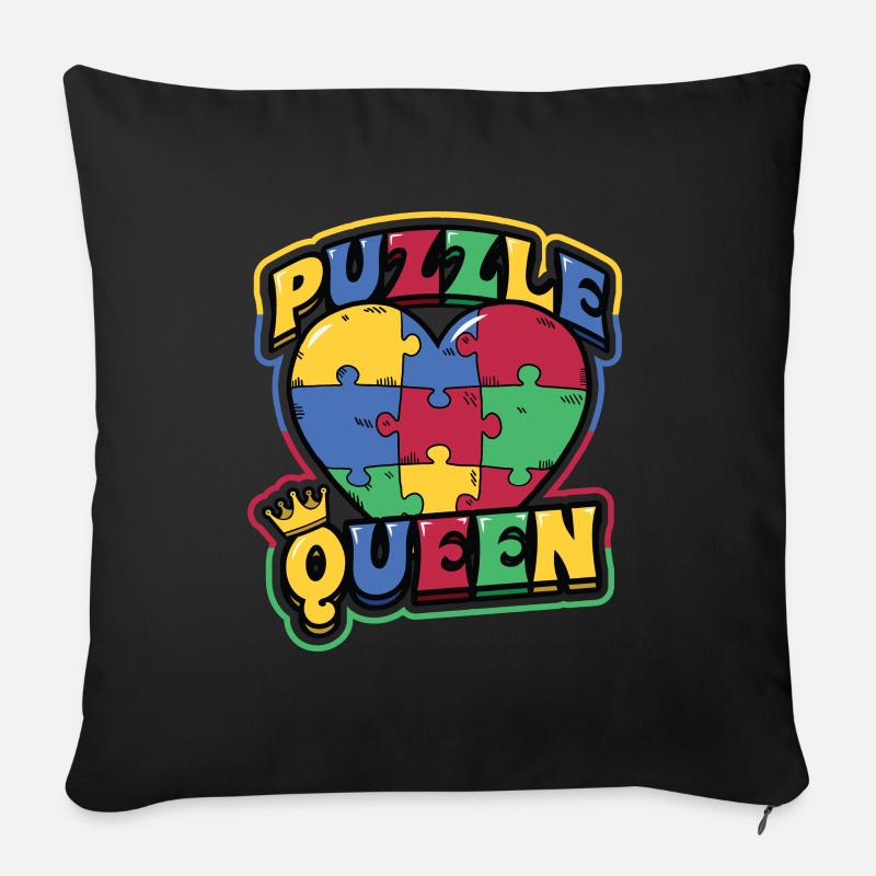 Puzzle Queen Puzzlespiel - Sofakissenbezug 45 x 45 cm - Schwarz
