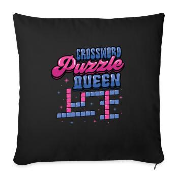 Mots croisés Reine - Housse de coussin décorative 45 x 45 cm - noir - Devant