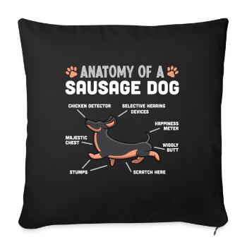 Anatomy of a Sausage Dog Funny Dachshund Gift - Sofa pillowcase 17,3'' x 17,3'' (45 x 45 cm) - black - Front
