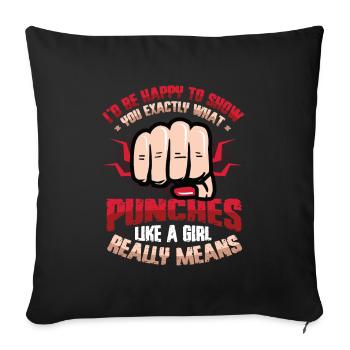 Montrez ce que signifie « coups de poing comme une fille » : - Housse de coussin décorative 45 x 45 cm - noir - Devant