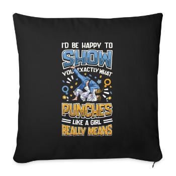 Montrez ce que signifie « coups de poing comme une fille » : - Housse de coussin décorative 45 x 45 cm - noir - Devant