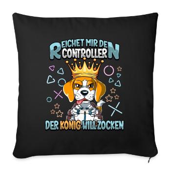 Zocken Reichet mir den Controller Gaming - Sofakissenbezug 45 x 45 cm - Schwarz - Vorne