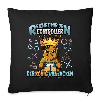 Zocken Reichet mir den Controller Gaming - Sofakissenbezug 45 x 45 cm - Schwarz - Vorne