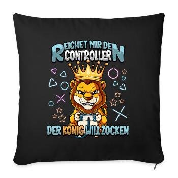 Zocken Reichet mir den Controller Gaming - Sofakissenbezug 45 x 45 cm - Schwarz - Vorne