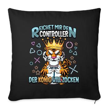 Zocken Reichet mir den Controller Gaming - Sofakissenbezug 45 x 45 cm - Schwarz - Vorne