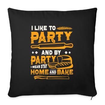 Restez à la maison et faites cuire, boulanger amateur - Housse de coussin décorative 45 x 45 cm - noir - Devant