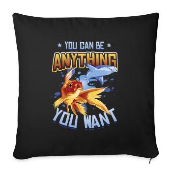 Goldfish Be A Shark, message de motivation. - Housse de coussin décorative 45 x 45 cm - noir - Devant