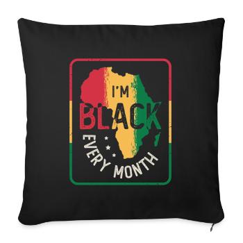 Je suis noir tous les mois Histoire des Noirs - Housse de coussin décorative 45 x 45 cm - noir - Devant
