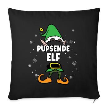 Pupsende Elf Partnerlook Weihnachten - Sofakissenbezug 45 x 45 cm - Schwarz - Vorne