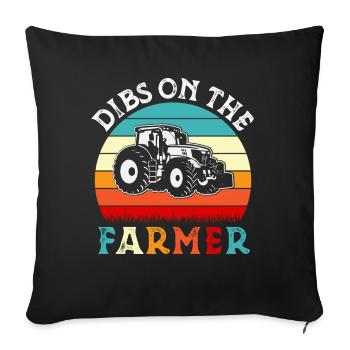 Retro Groovy Dibs On The Farmer, épouse d’agriculteurs - Housse de coussin décorative 45 x 45 cm - noir - Devant