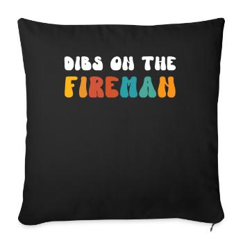 Retro Groovy Dibs On The Fireman, drôle - Housse de coussin décorative 45 x 45 cm - noir - Devant