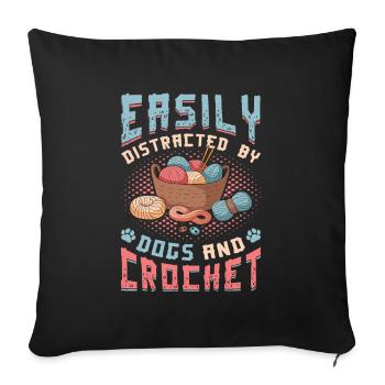 Leicht ablenkbar durch Hunde und häkeln. - Sofakissenbezug 45 x 45 cm - Schwarz - Vorne
