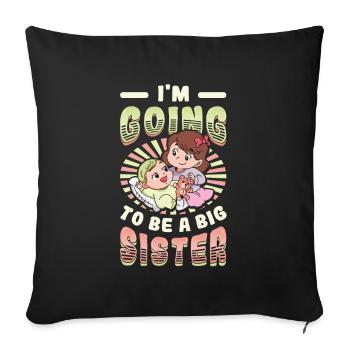 Annoncez qu’elle sera une grande sœur 2023. - Housse de coussin décorative 45 x 45 cm - noir - Devant