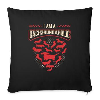 Je suis un teckel accro, teckel. - Housse de coussin décorative 45 x 45 cm - noir - Devant