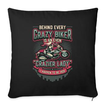 Derrière chaque motard fou, il y a une femme. - Housse de coussin décorative 45 x 45 cm - noir - Devant