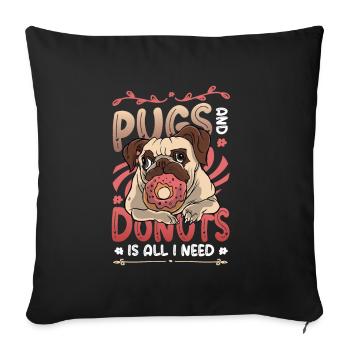 Carlin, beignet, amoureux. - Housse de coussin décorative 45 x 45 cm - noir - Devant