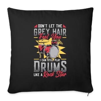 Les cheveux gris trompent un vieil homme. - Housse de coussin décorative 45 x 45 cm - noir - Devant