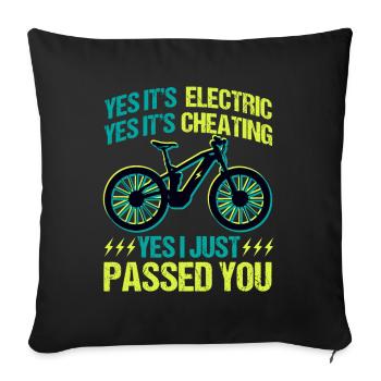 E Bike Funny je viens de te dépasser - Housse de coussin décorative 45 x 45 cm - noir - Devant