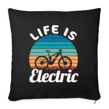 Life is Electric Vintage Ebike Sunset - Housse de coussin décorative 45 x 45 cm - noir - Devant