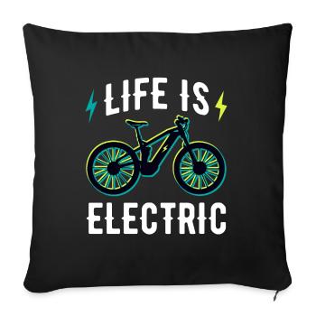 Funny Life is Electric Bicycle E Bike - Sofa pillowcase 17,3'' x 17,3'' (45 x 45 cm) - black - Front
