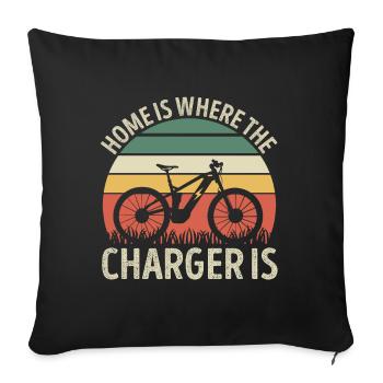 La maison est l’endroit où le chargeur est drôle Ebike Sunset - Housse de coussin décorative 45 x 45 cm - noir - Devant