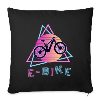 EBike Retro 80s Sunset Electric Bike - Sofa pillowcase 17,3'' x 17,3'' (45 x 45 cm) - black - Front