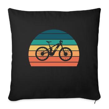 E Bike Cycling Electric Bike Vintage Sunset Gift - Sofa pillowcase 17,3'' x 17,3'' (45 x 45 cm) - black - Front