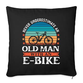Old Man with an Ebike Funny Ebiker Gift - Sofa pillowcase 17,3'' x 17,3'' (45 x 45 cm) - black - Front
